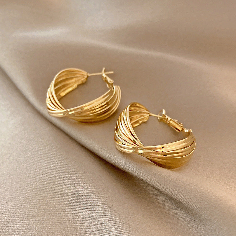 Wholesale fashion simple dumb gold ear jewelry geometric all-match earrings