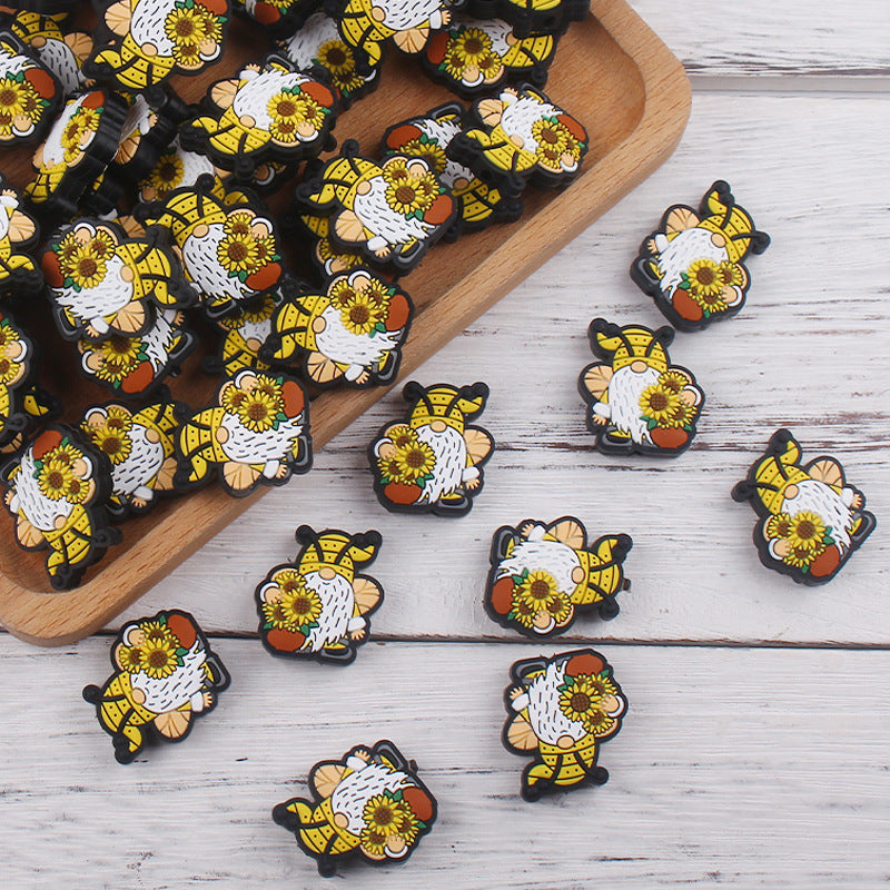 Wholesale 10pcs Cartoon Old Man Bee Silicone Beads Focal Beads DIY Beadable Pen Accessories ACC-BDS-GuangTian017