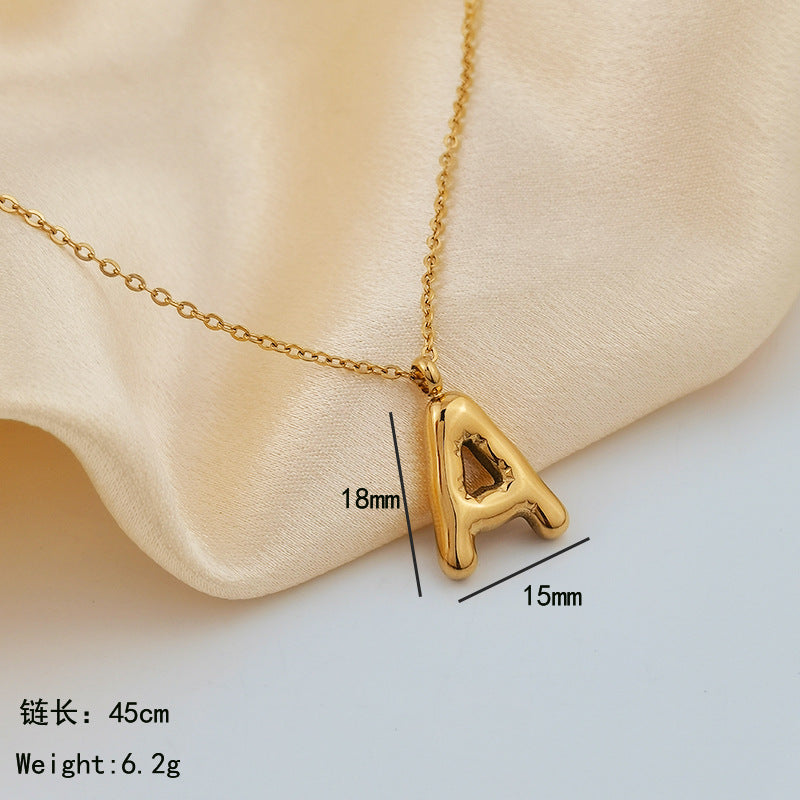 Wholesale 26 Letters 18K Gold Plated Polished Letter Necklaces ACC-NE-GuDi014