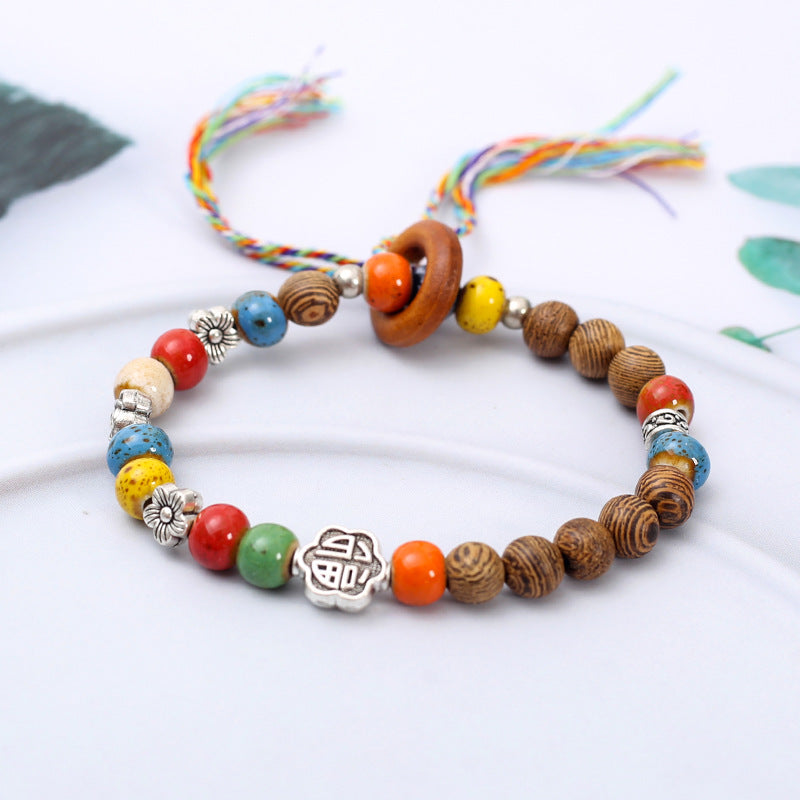 Wholesale Rainbow Cat Paw Ceramic Bead Bracelet,  Trendy Gift for Students,  Handmade Fashion Accessory