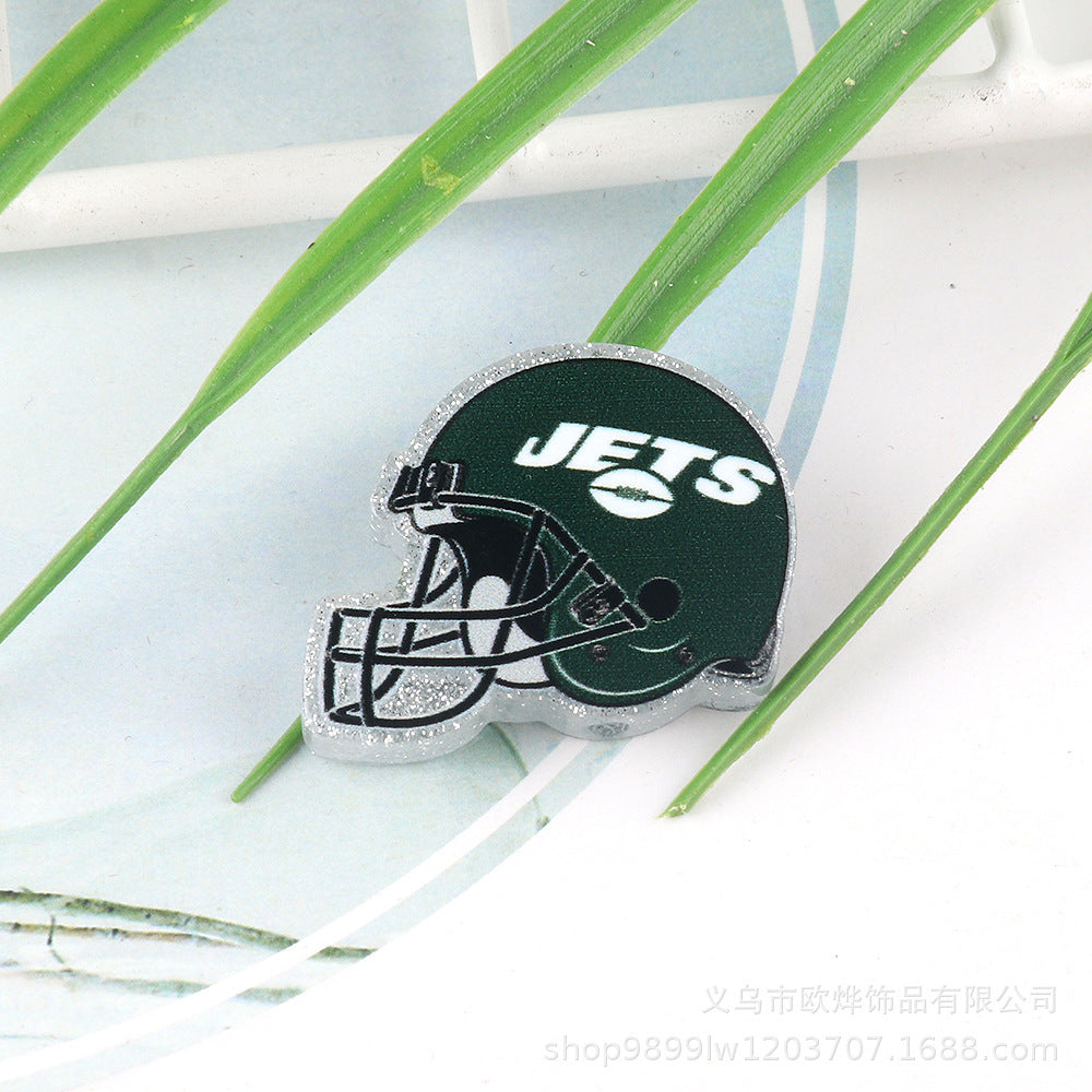 Wholesale 5pcs Acrylic Rugby Straight Hole Cartoon Beads
