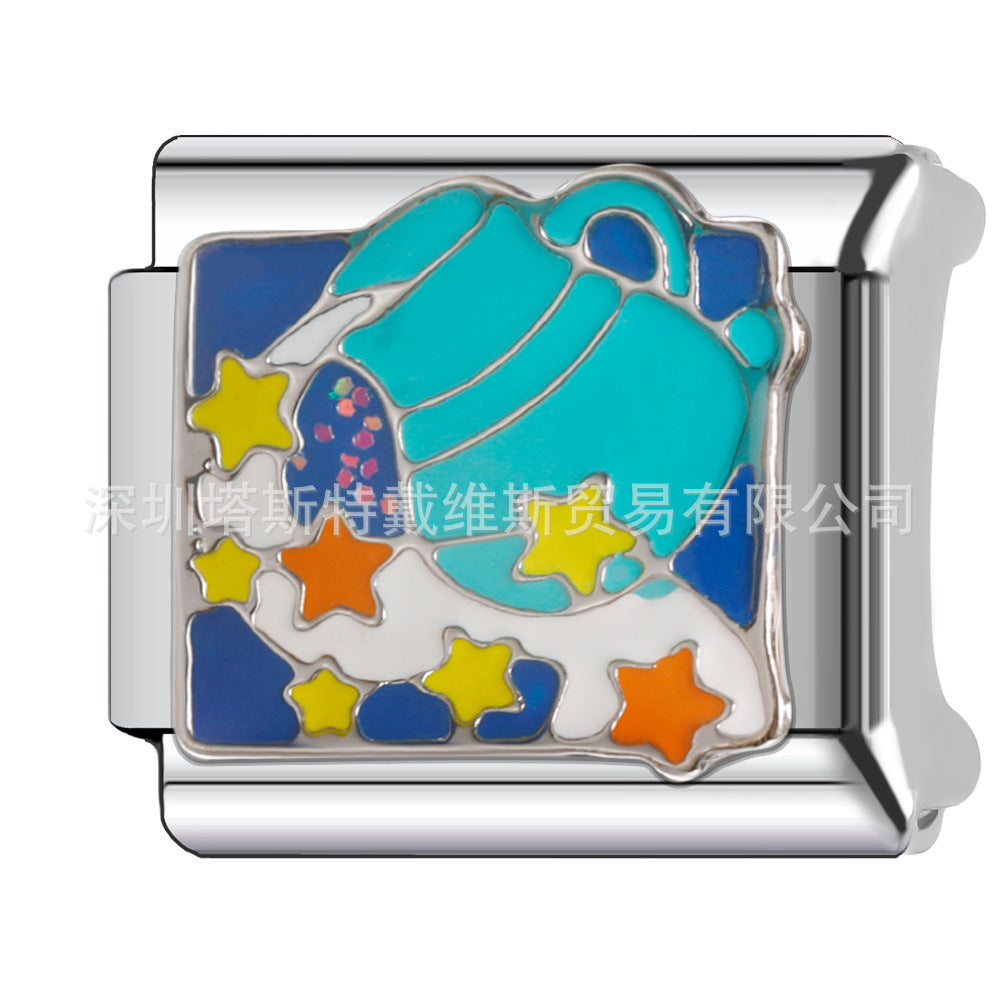 Wholesale 9mm Italian Charm Starter Bracelets DIY square Single Section Creative Stainless Steel Composable Bracelet