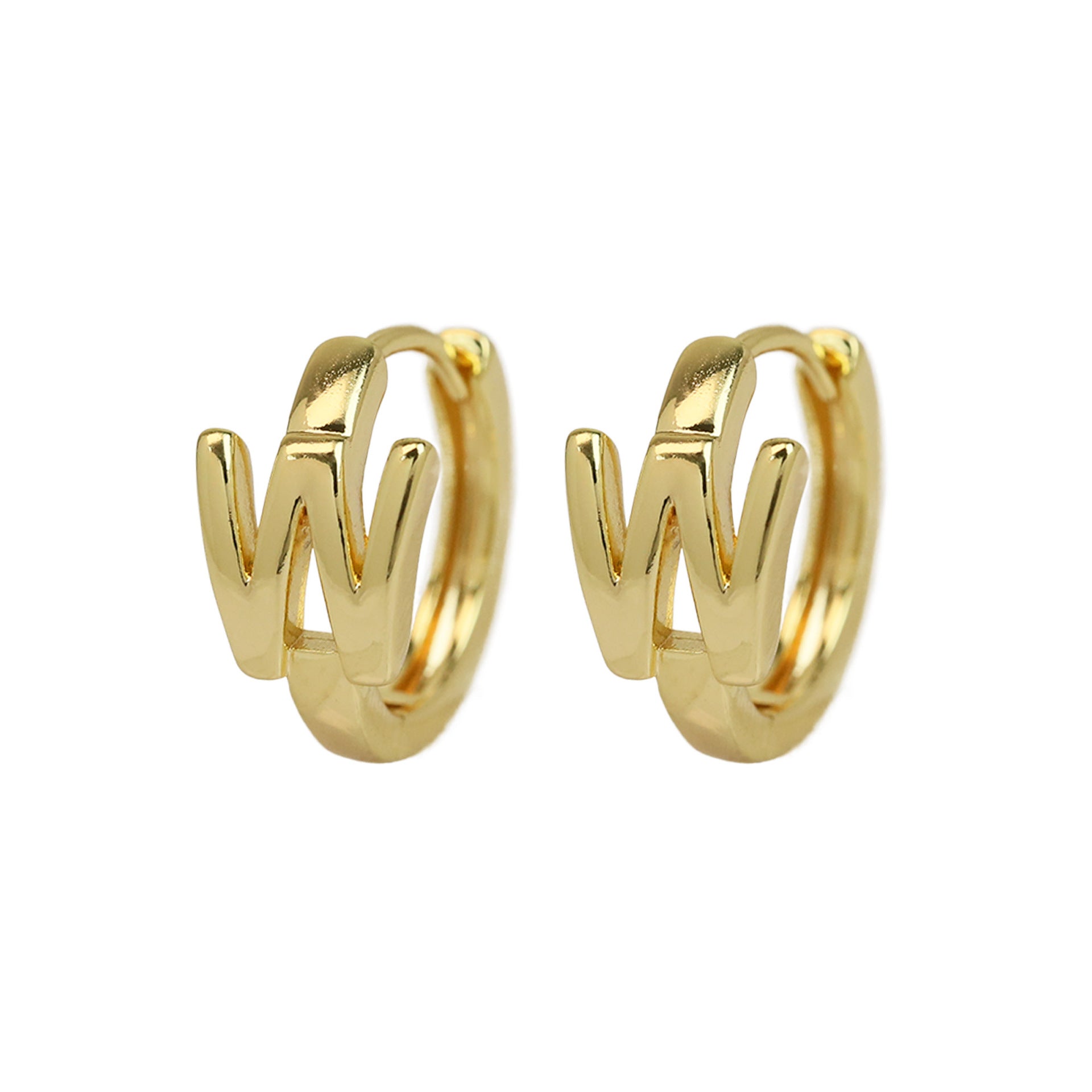 Wholesale 18k gold high-polished brass simple style 26 English letters earrings