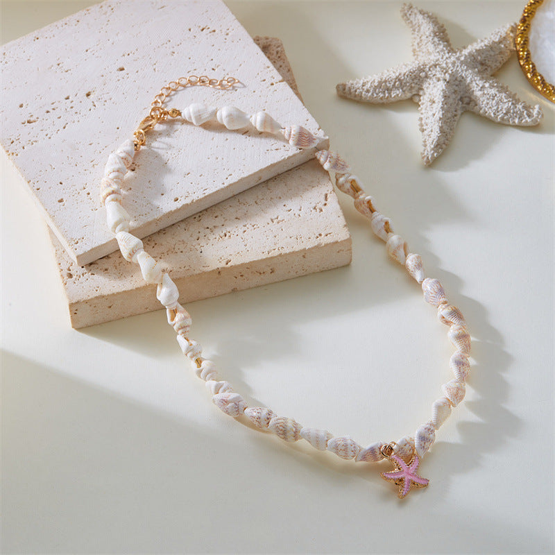 Wholesale  fashion starfish pendant necklace creative  summer conch shell starfish necklace
