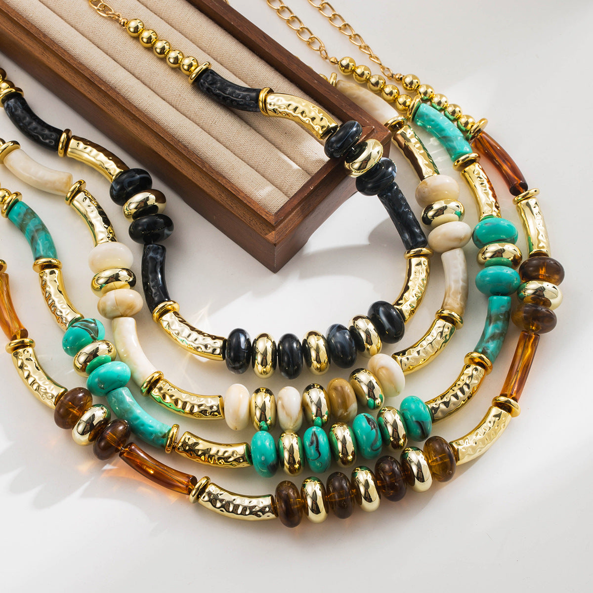 Wholesale Maillard Series Beaded Resin Necklace Personality Clavicle Chain