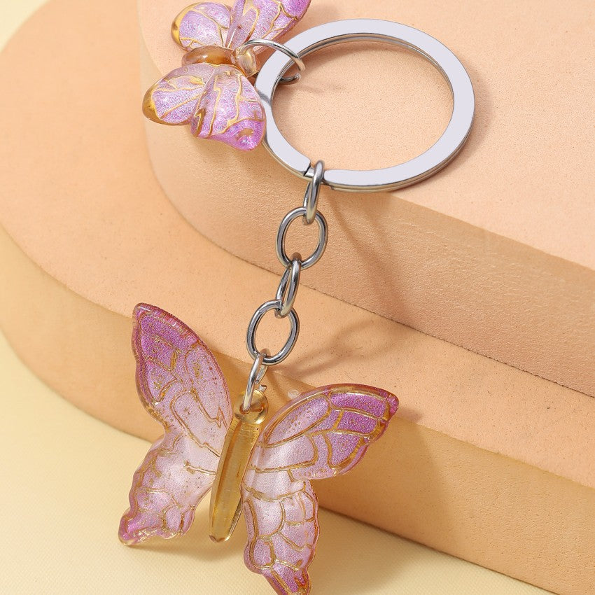 Wholesale Resin DIY Handmade Gradient Butterfly Keychains ACC-KC-RongR075