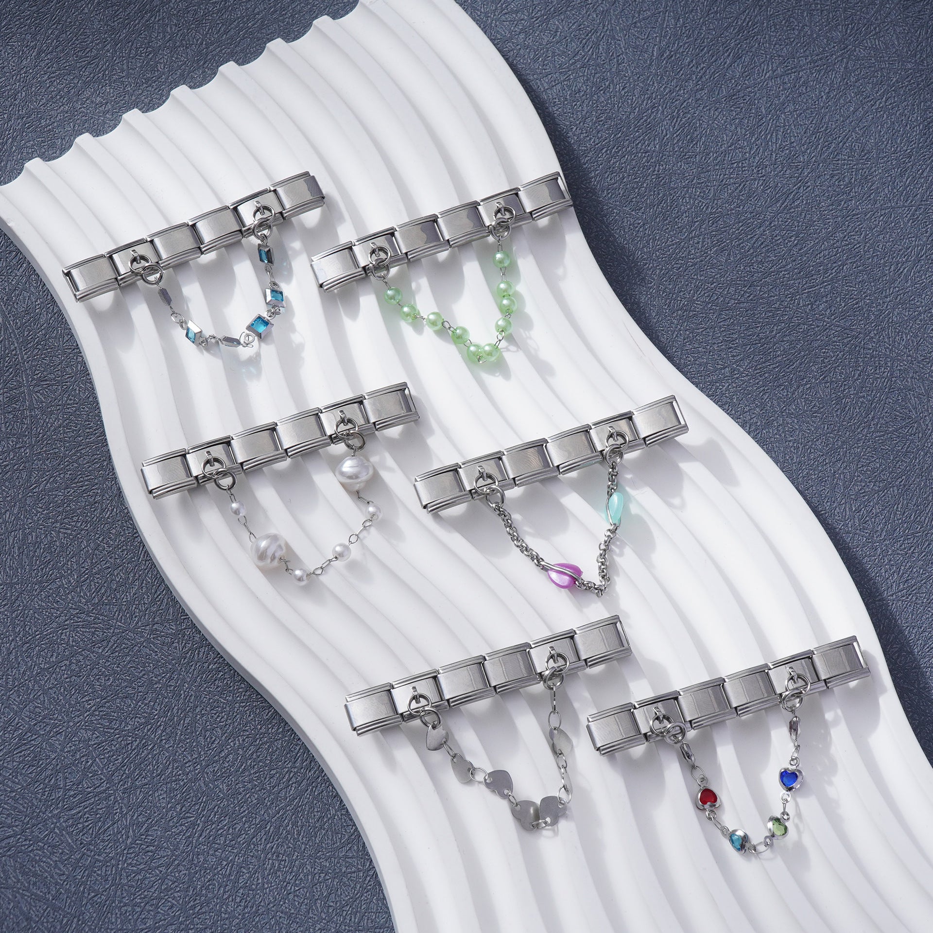 Wholesale  5pcs DIY double hanging fashion elegant creative bracelet ring pendant golden anklet jewelry italian module accessories