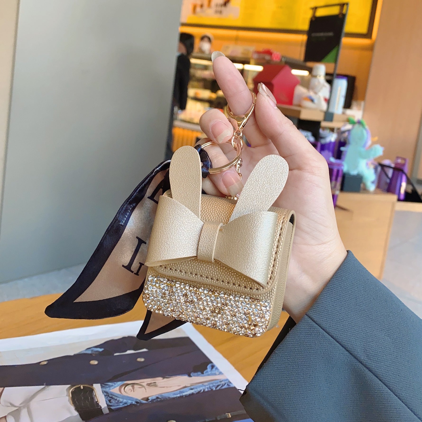 Wholesale PU Diamond Coin Purse Keychain Wallet ACC-KC-JiYou002