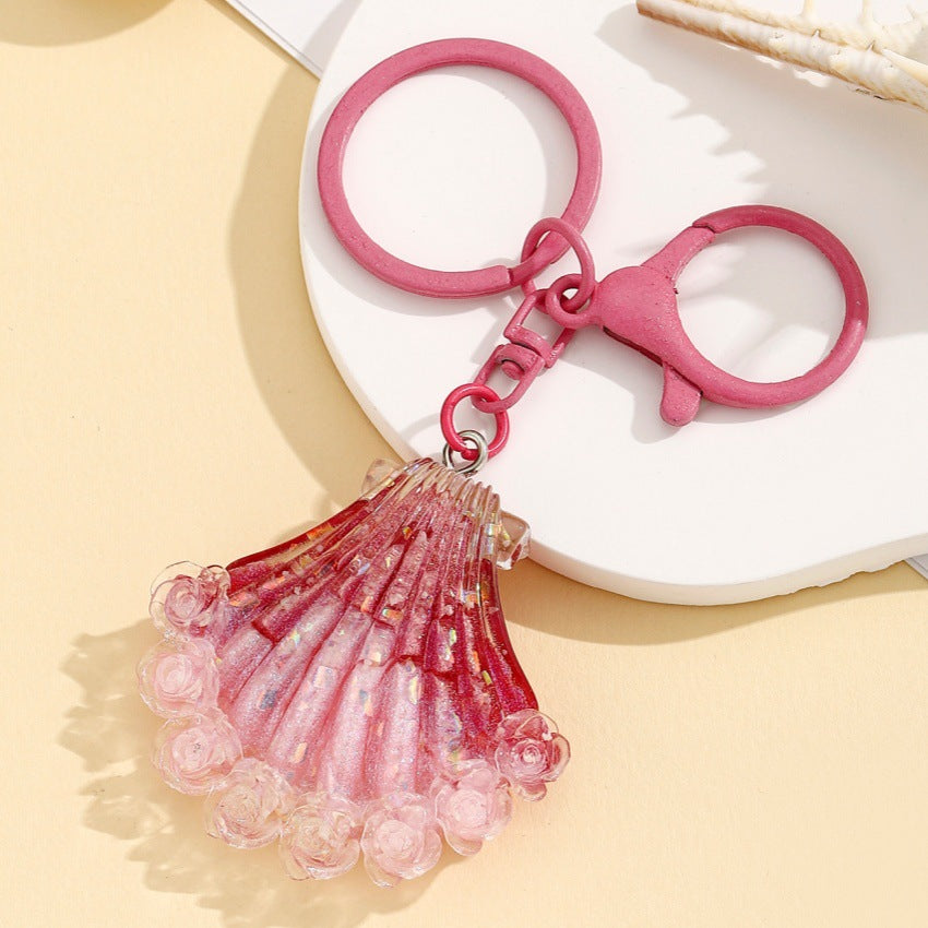 Wholesale Luminous Resin Keychain Pendant Firefly Ocean Flower Design Bag Charm Car Decoration Accessory