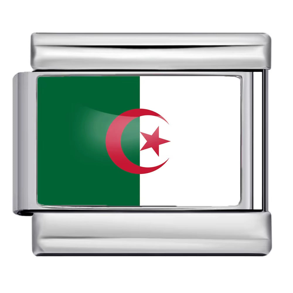 Wholesale 5pcs Italian Charm Bracelet 9mm DIY Splicing World Flag Series Stainless Steel Composable Bracelet