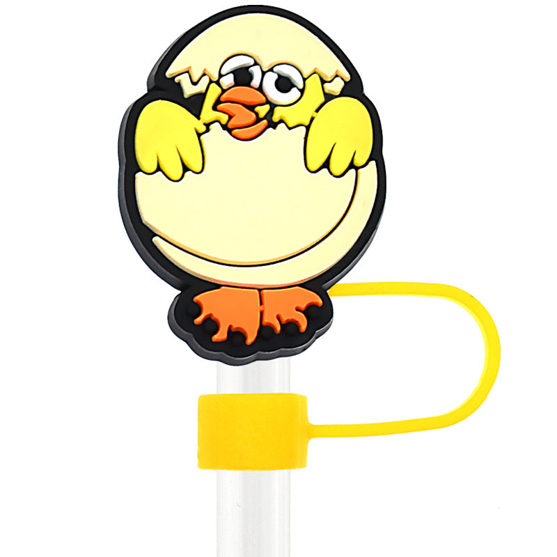 Wholesale Random 100pcs Easter 10mm PVC Soft Straw Tube Cap ACC-SCR-RYY088