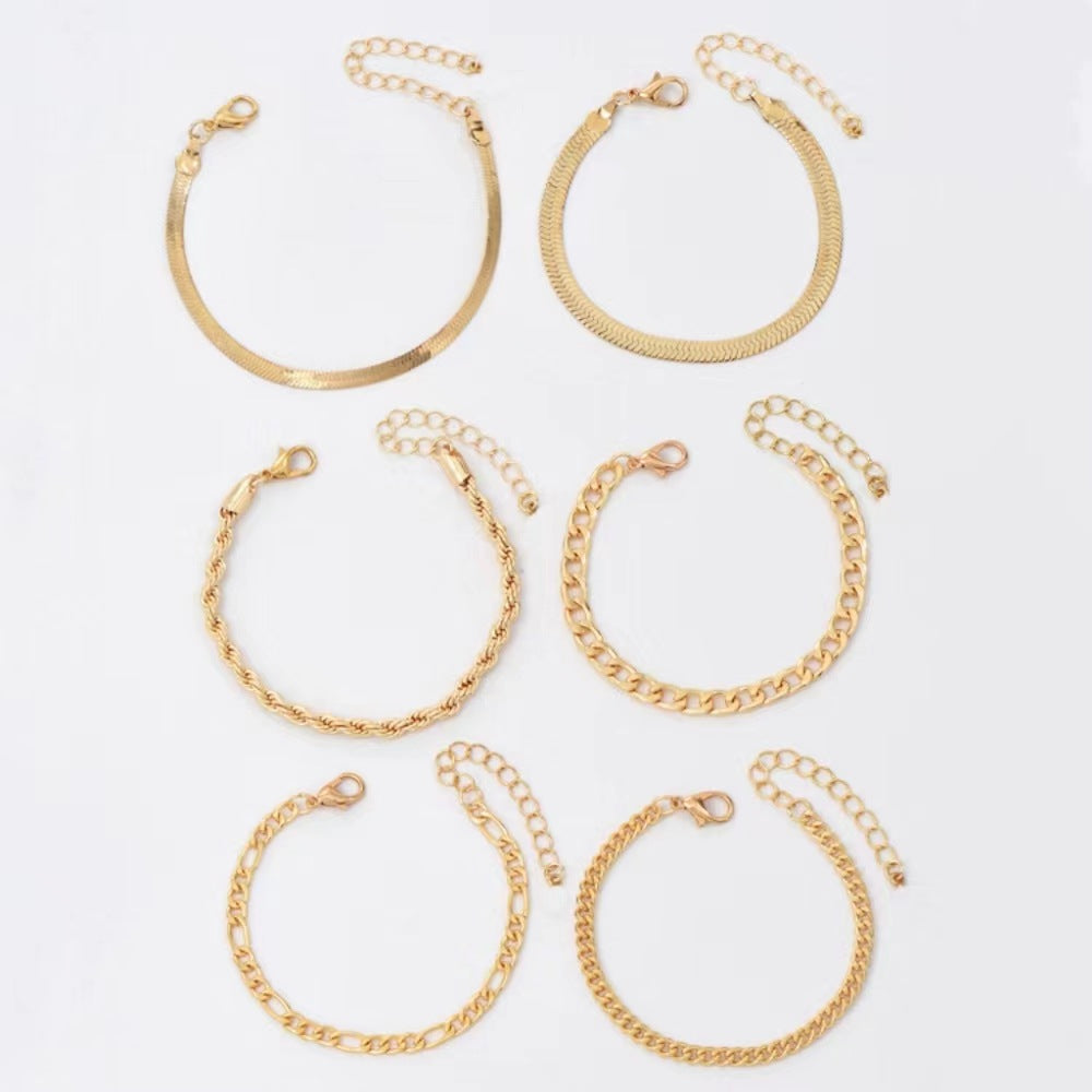 Wholesale Simple Multi-layer Metal Blade Chain Multi-layer Bracelet Set ACC-BT-MY002