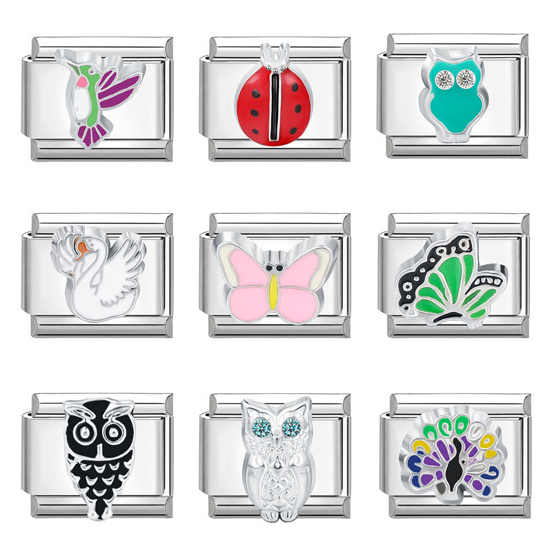 Wholesale Italian Charm Bracelet 9mm DIY Splicing Insect Series Stainless Steel Composable Bracelet