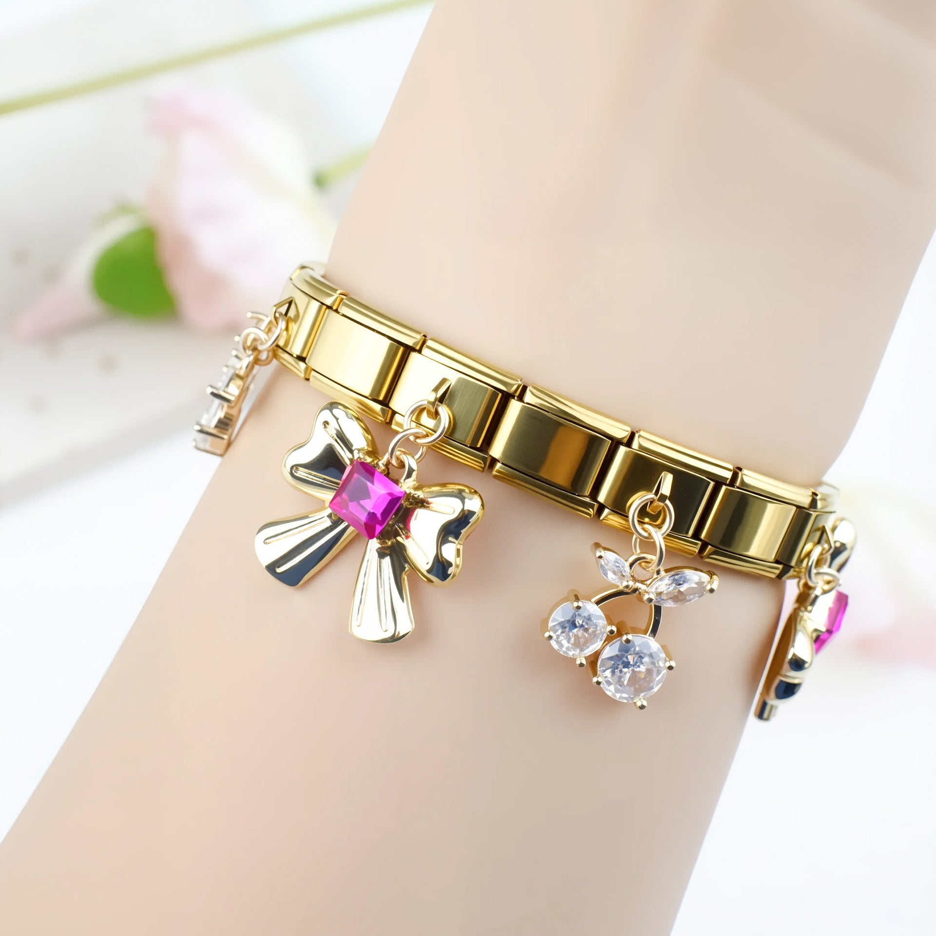 Wholesale 2pcs/pack 9mm Italian Charm Starter Bracelets DIY square Single Section Creative Stainless Steel Composable Bracelet