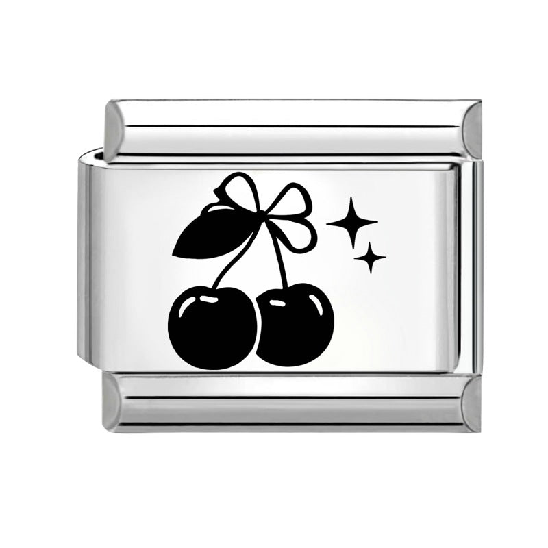 Wholesale Italian Charm Bracelet 9mm DIY Splicing Black and White Lettering Stainless Steel Composable Bracelet