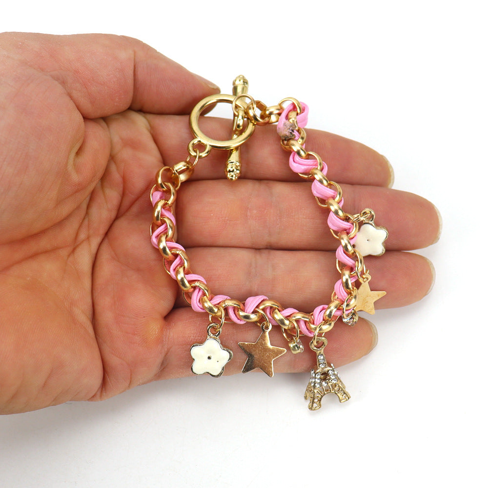 Wholesale Trendy Alloy Flower Eiffel Tower Star Bracelet Fashion Jewelry Accessory