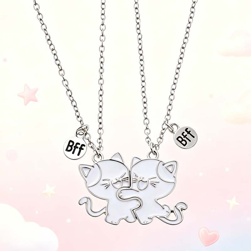 Wholesale Cartoon Heart BFF Magnetic Pendant Necklace For Women Stylish Gold Tone Zinc Alloy Boutique Resale Jewelry Accessory