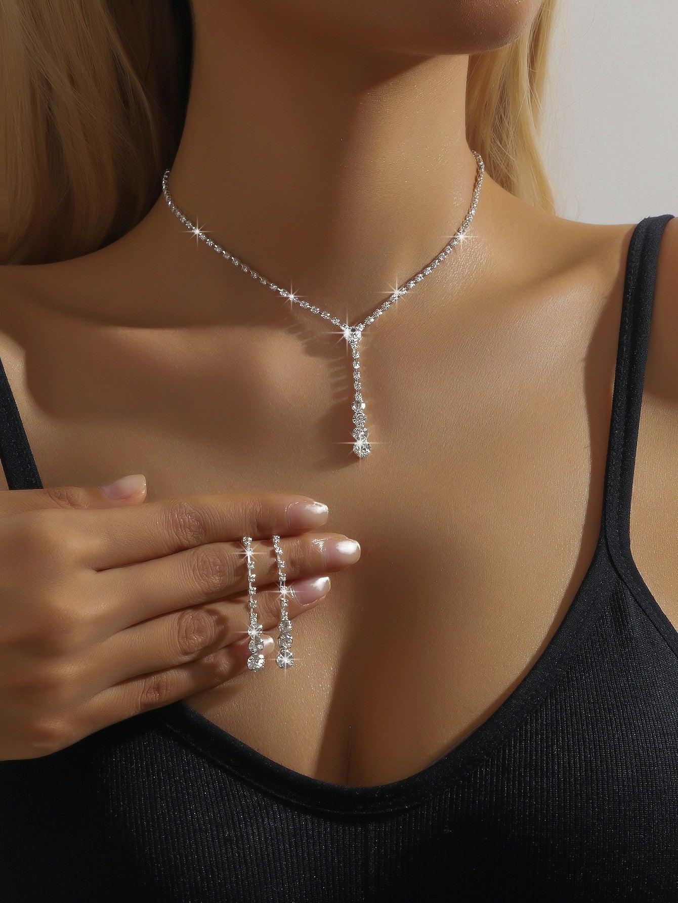 Wholesale Rhinestone Necklace,  Earrings,  and Bracelet Set