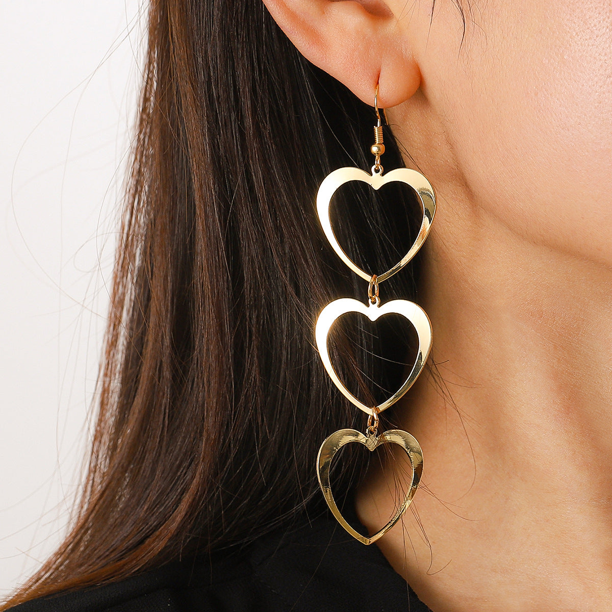 Wholesale  Retro  Luxury Cut Out Heart Long Earrings