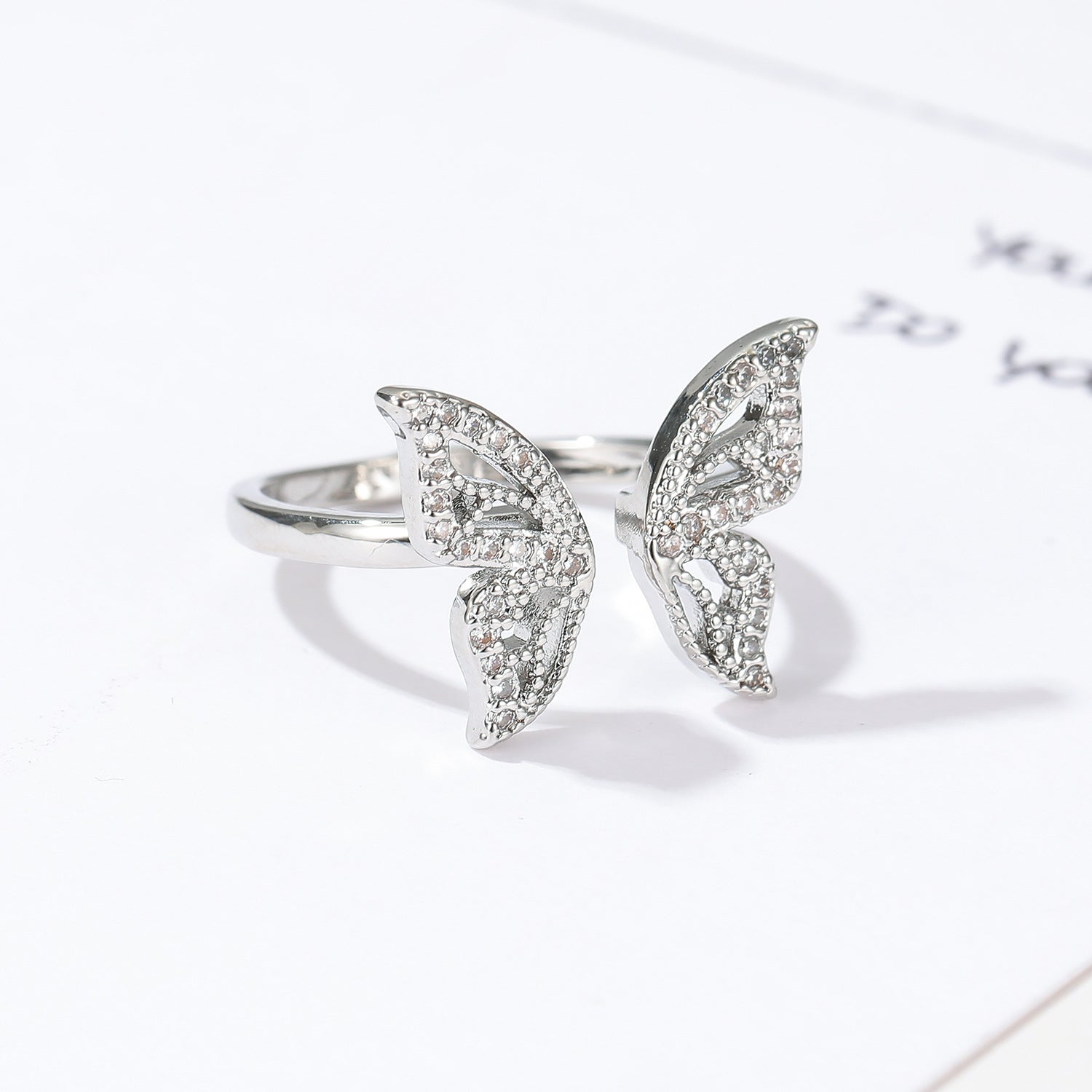 Wholesale  Light Luxury Zircon Ring Adjustable Ring