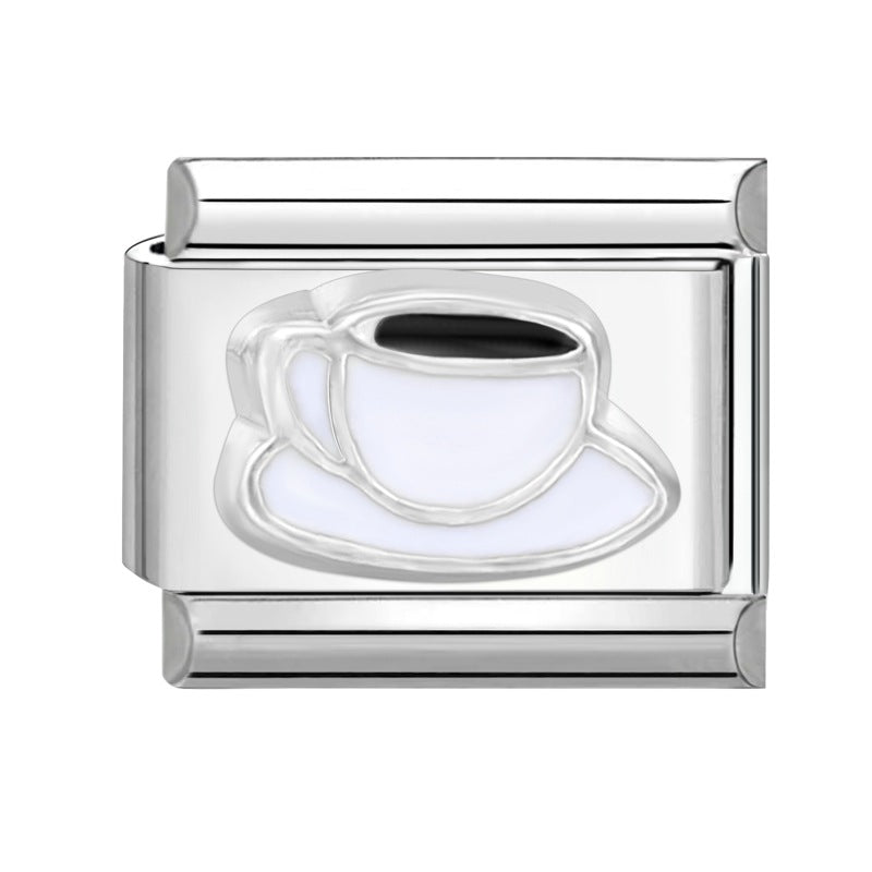 Wholesale Stainless steel DIY charm color love letter module stainless steel elastic bracelet