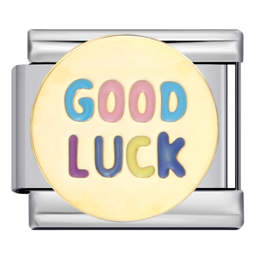 Wholesale Italian modularCircular pattern titanium steel welding dripping bracelet DIY