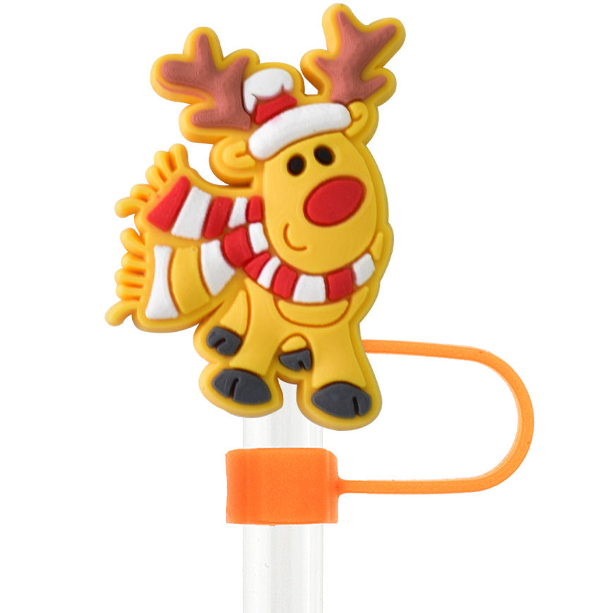 Wholesale  Random 100pcs Christmas  10mm PVC Soft Straw Tube Cap