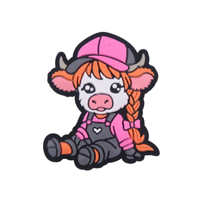 Wholesale 5pcs Cartoon Cow Silicone Focal Beads ACC-BDS-GuangTian035