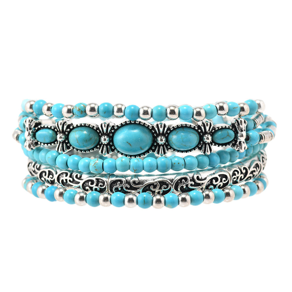 Wholesale Bohemian Turquoise Stackable Bracelet Set - Fashion Accessory for Everyday Wear