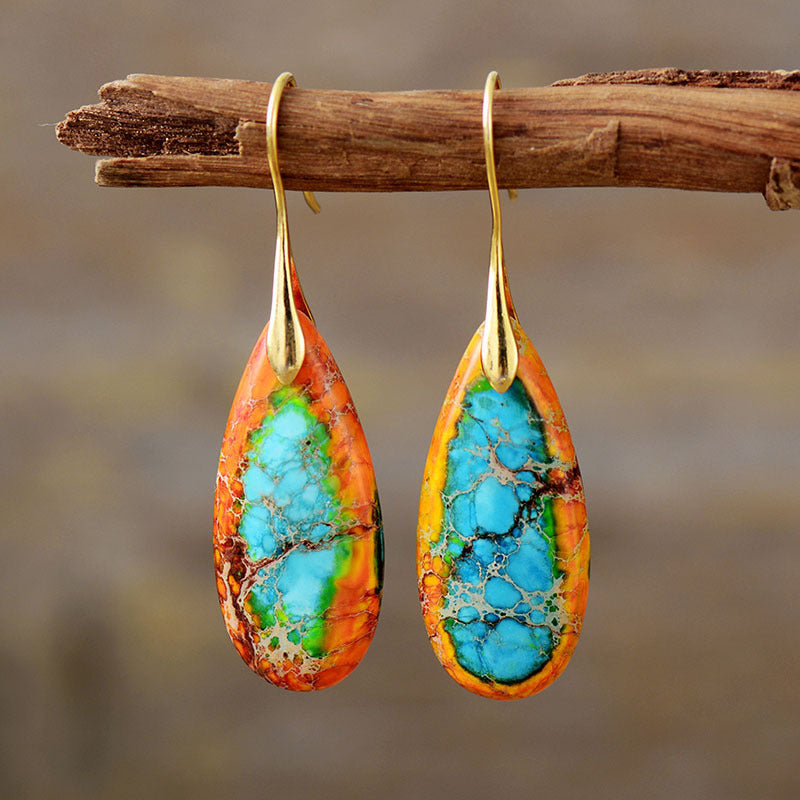 Wholesale Bohemian Imperial Stone Natural Stone Water Drop Earrings ACC-ES-LZ006