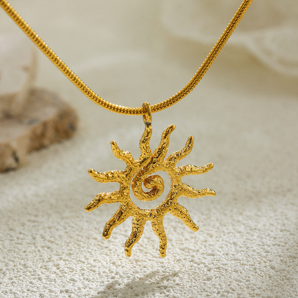 Wholesale Stainless steel 18K Golden Sun Snake Bone Chain Pendant Necklace