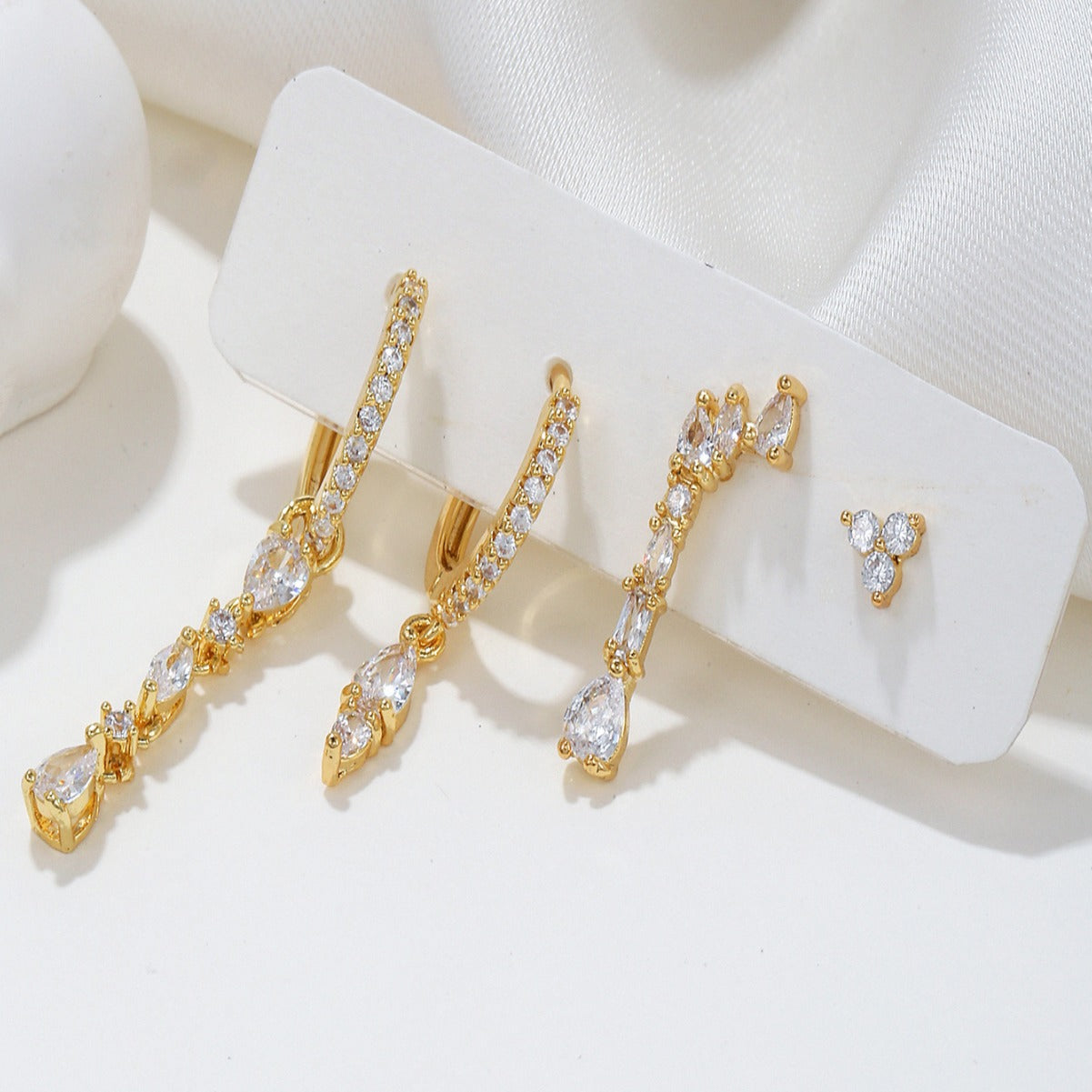 Wholesale geometric zircon ear studs earrings Valentine's Day