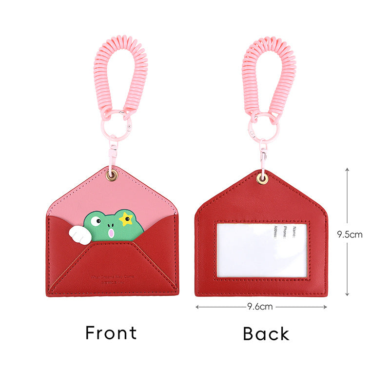 Wholesale Cute Capybara Envelope Card Holder Keychain PU Leather ID Badge Bag Charm For Campus Bus Daily Use