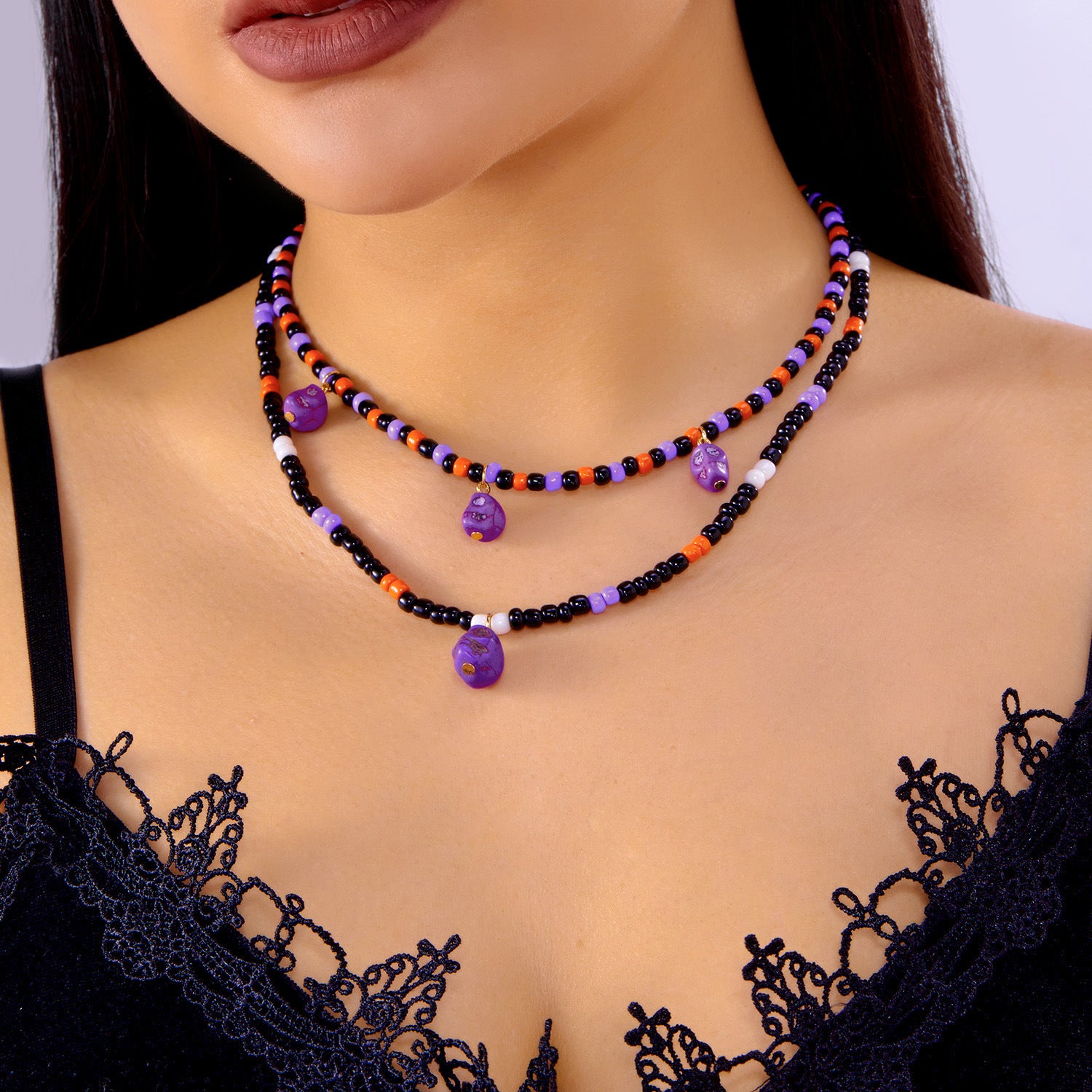 Großhandel Halloween Blood Drop Halskette Geister lustiger Schädel Spinnen Anhänger Schlangeblatt Kette