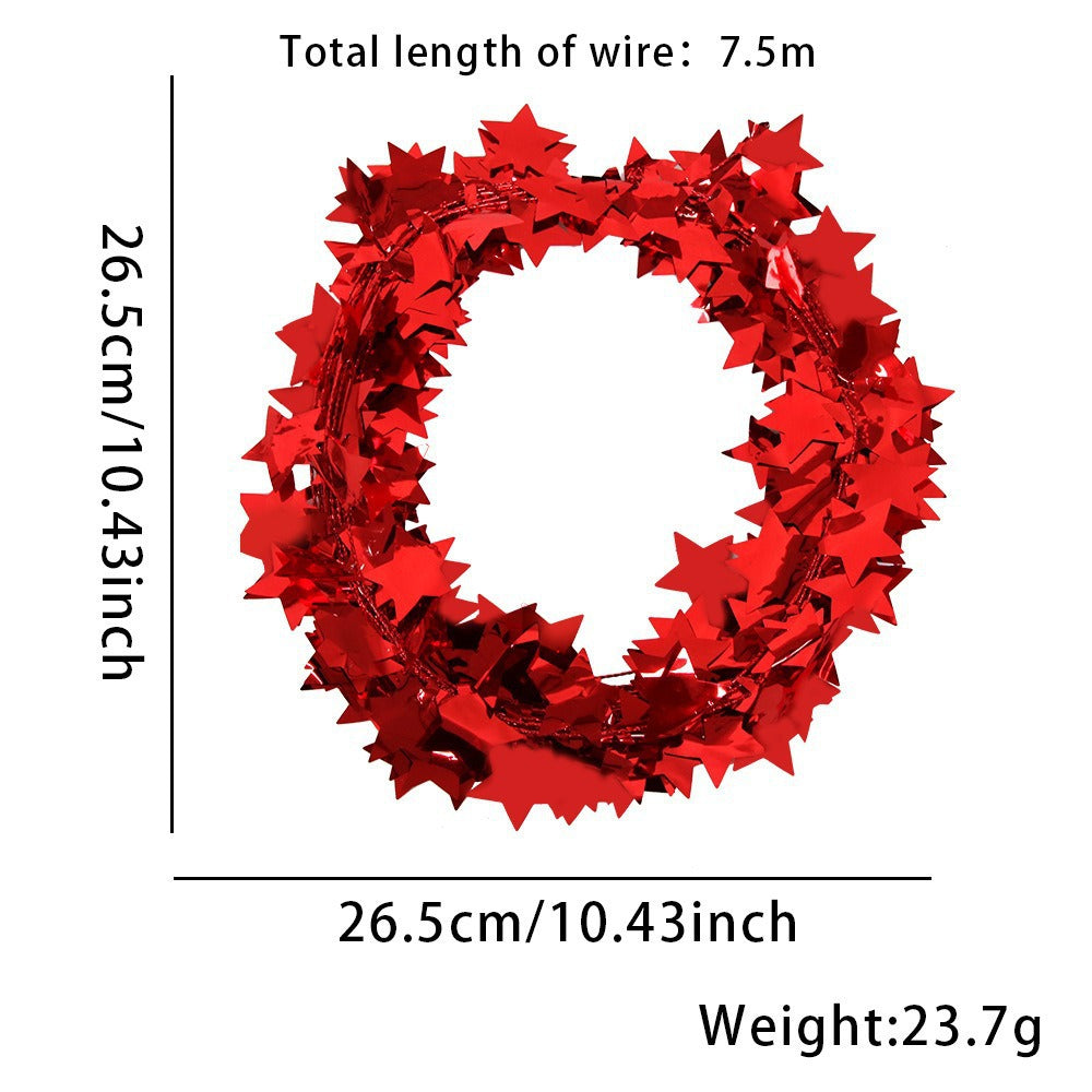 Wholesale Iron wire five-pointed star lace color strips Independence Day metal wire decoration