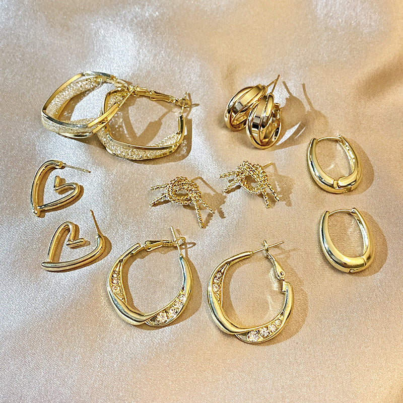 Wholesale 925 silver needle exaggerated geometric metal earrings