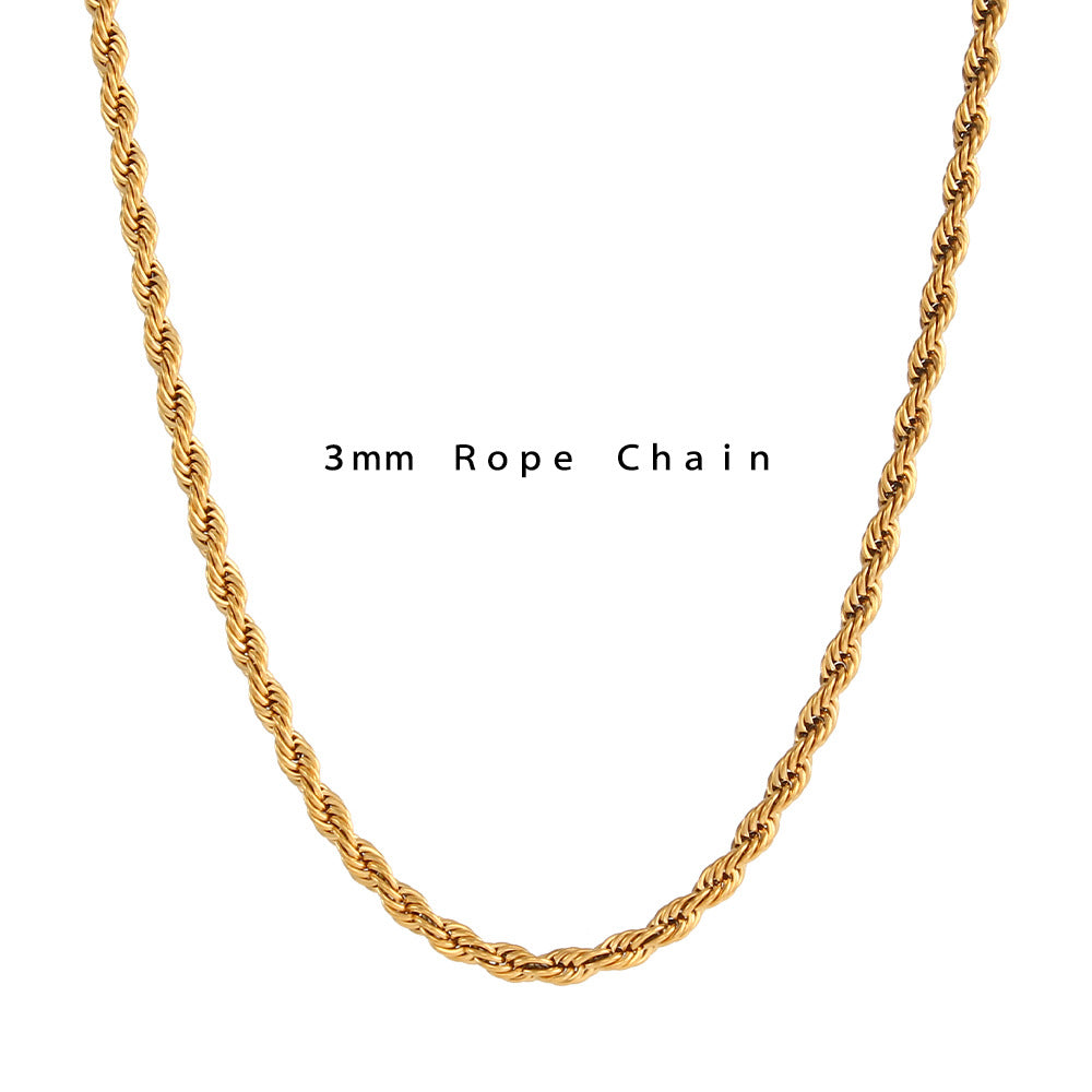 Wholesale Stainless Steel Necklace Plated 18K Twist Chain Necklaces Gold Chain ACC-NE-MengJ008