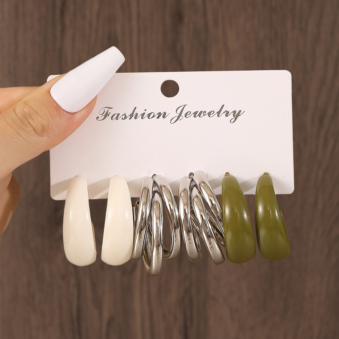 Wholesale Electroplated Resin Hollow Ring Earrings Set Geometric Multi Color Statement Earrings For Women Trendy Fashion Accessory