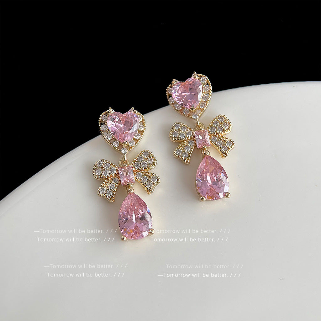 Wholesale Electroplated Colorful Gem Zircon Earrings Flower Earrings ACC-ES-Eryu009