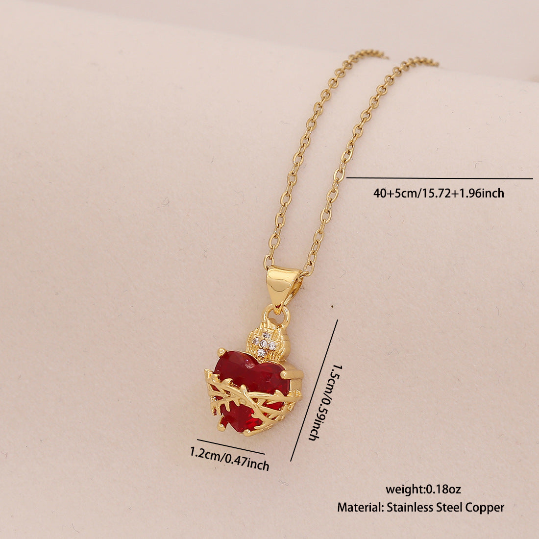 Wholesale Red Heart Light Luxury Stainless Steel Clavicle Necklace