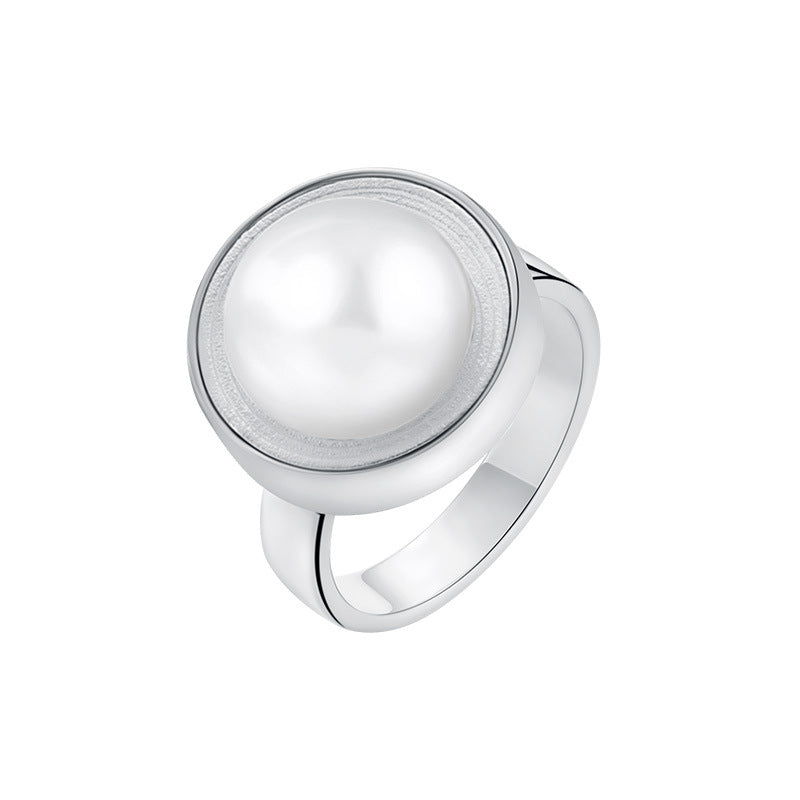 Wholesale Geometric S925 Sterling Silver Pearl Ring
