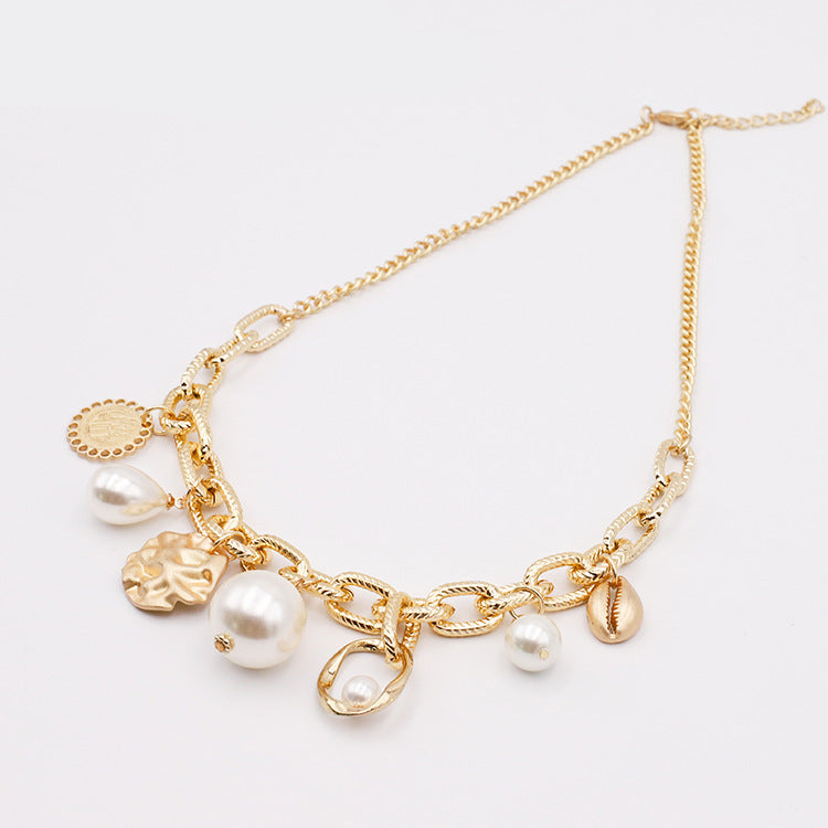 Wholesale fashion metal chain pearl pendant necklace jewelry