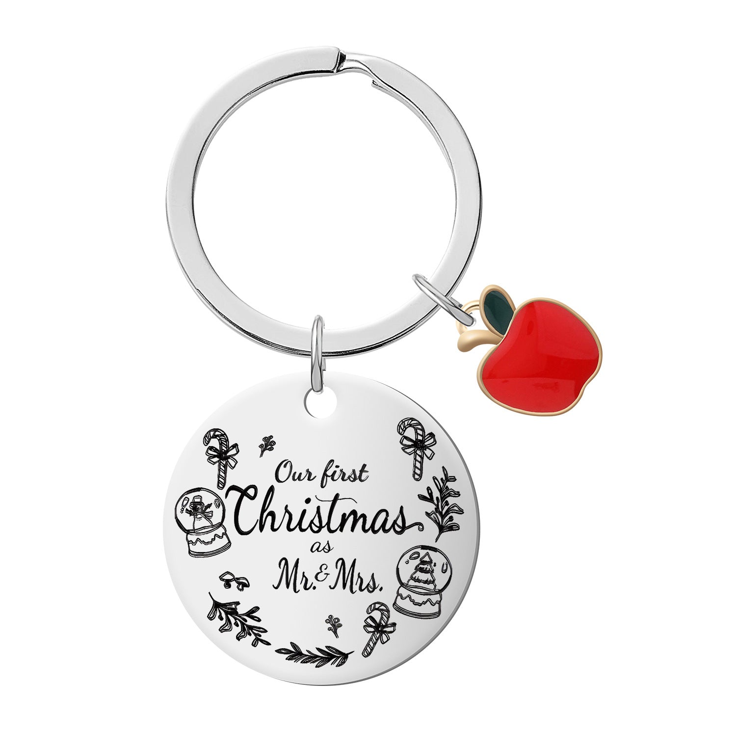 Wholesale Apple Christmas Stainless Steel Keychain