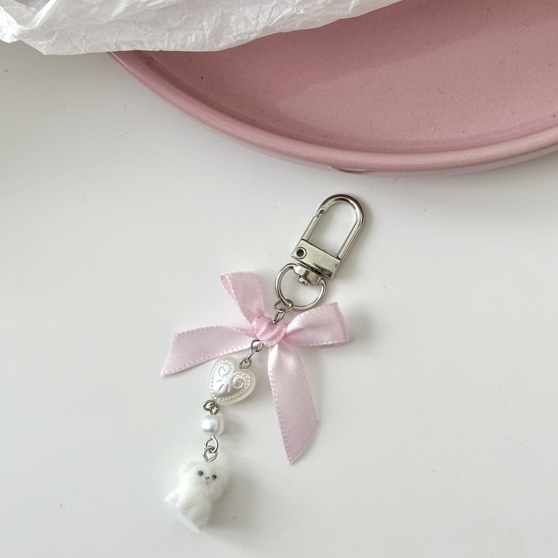 Wholesale  pink bow cute pet keychain