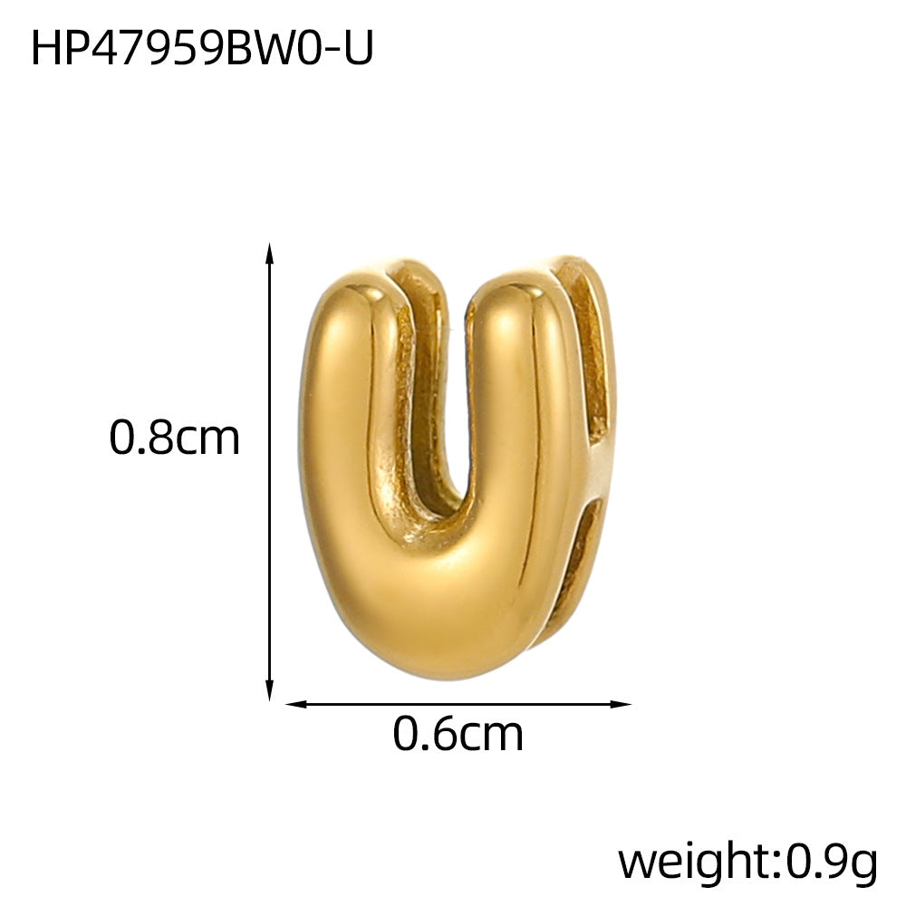 Wholesale Hollow small letters stainless steel plated 18K gold mini pendant