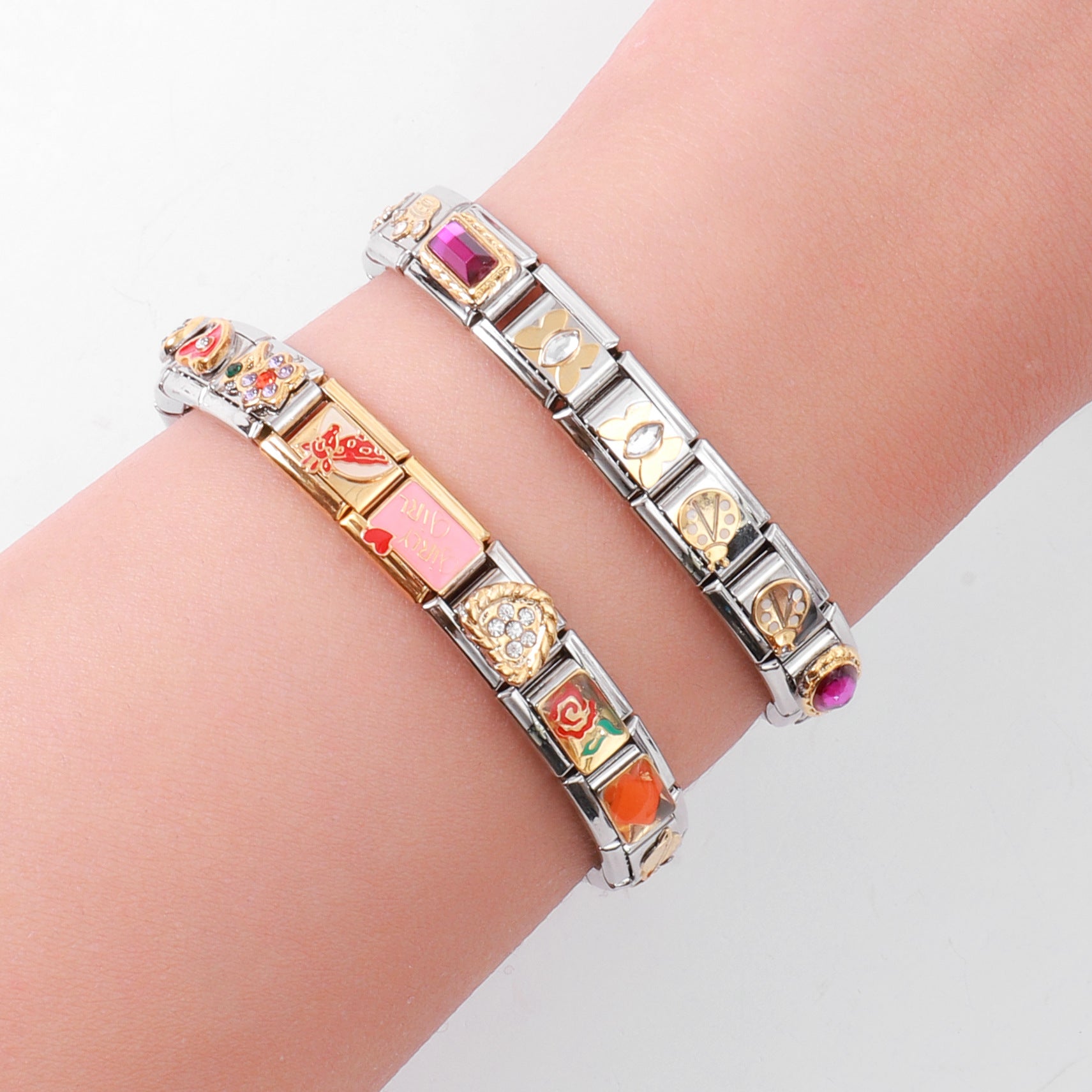 Wholesale Italian Charm Bracelet Charm Module Stainless Steel Bracelet 9mm DIY Pattern Free Stitching Detachable Composable Bracelet ACC-BT-XY001