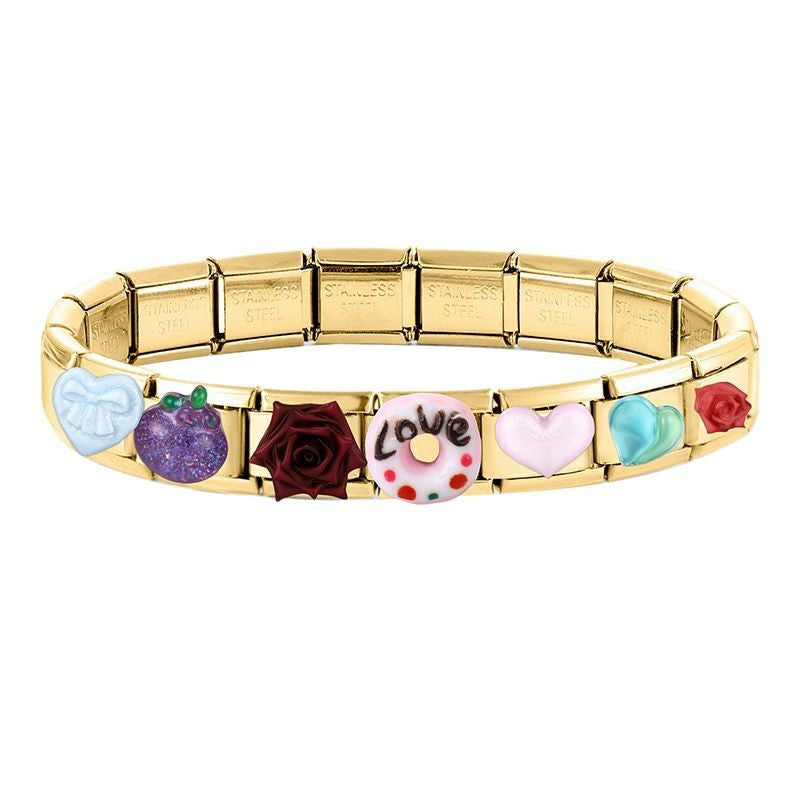 Wholesale  9mm Italian Charm Starter Bracelets DIY square Single Section Creative Stainless Steel Composable Bracelet