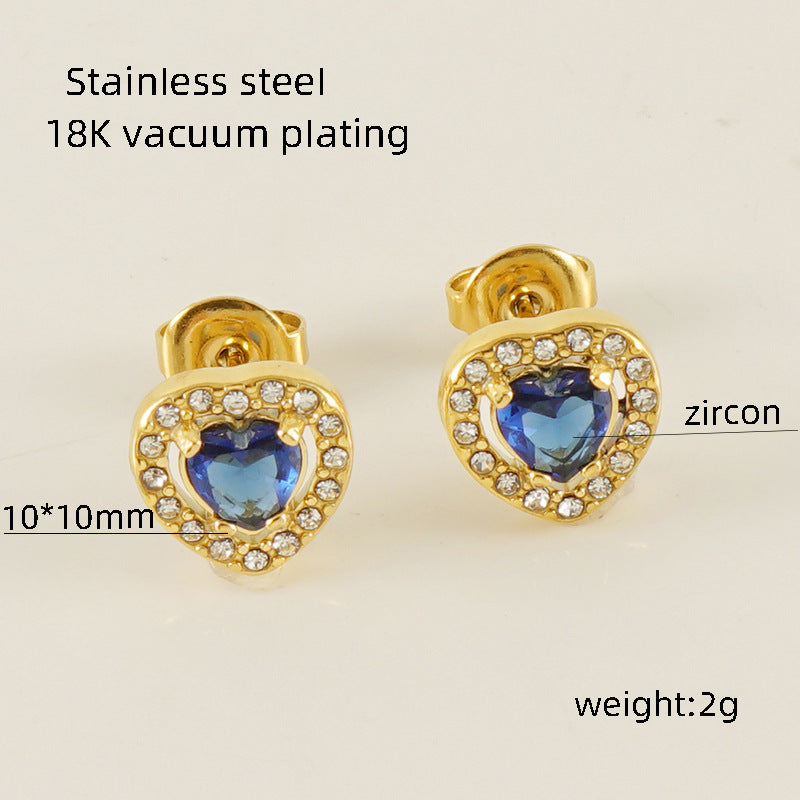 Wholesale Stainless Steel Love Zircon 18K Water Drop Sunflower Earrings ACC-ES-Zhongy002