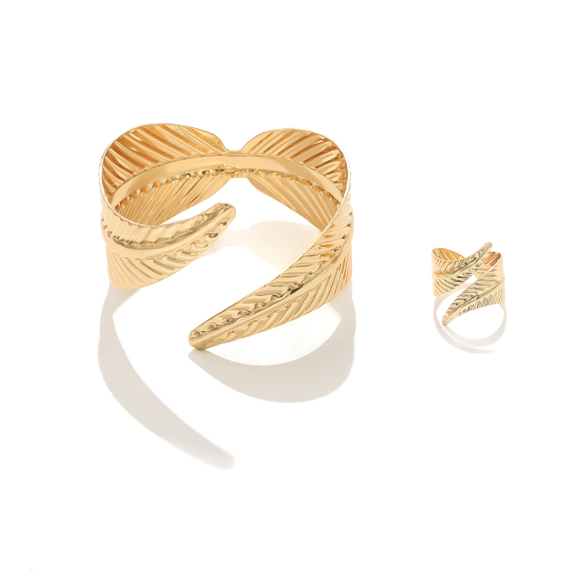 Wholesale  geometric leaves cross-opening bracelet suit