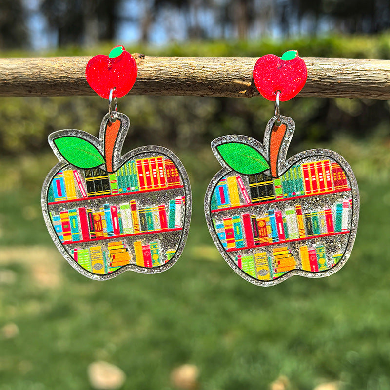 Boucles d'oreilles de retour à l'école en acrylique en gros